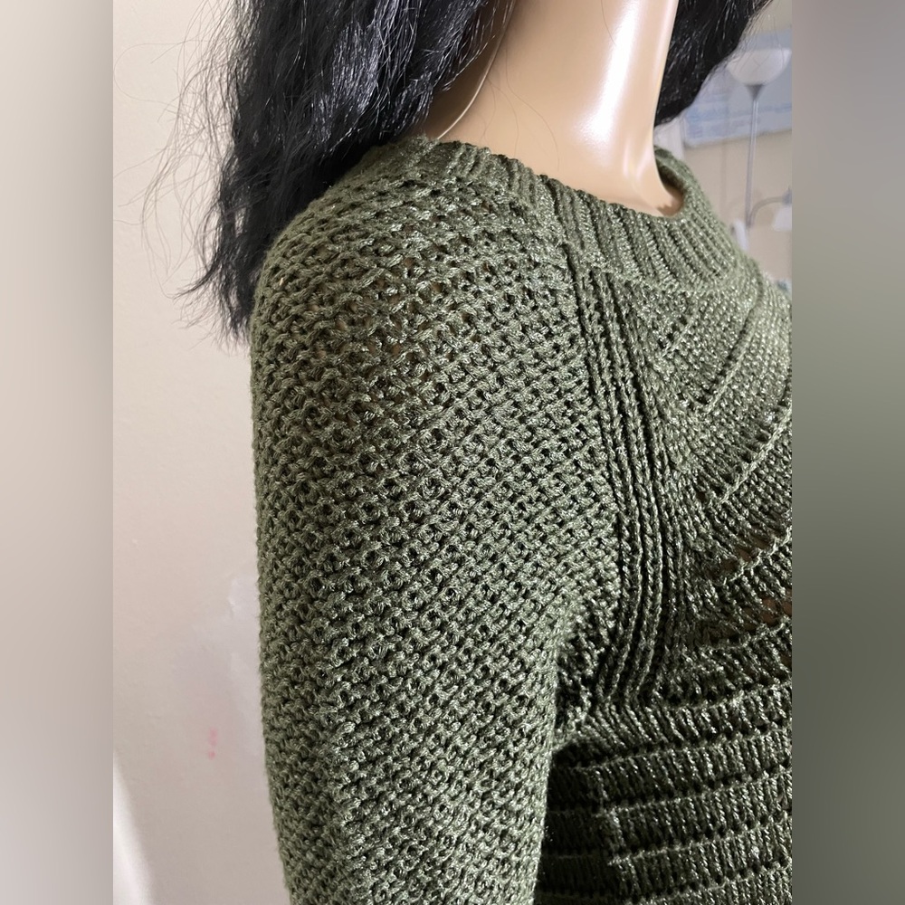 Sz S women Calvin Klein Jeans Olive Green knit Sweater - Picture 4 of 13